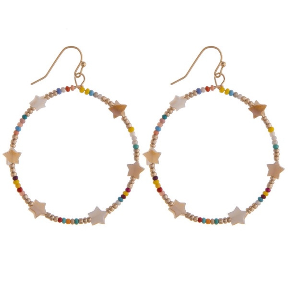 Circular drop earrings multicolor beads stars